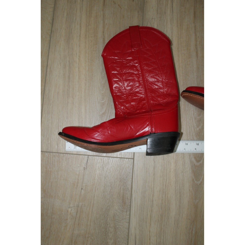 Red Leather Western Cowboy Boots Pointed Toe Embroidered SCL7016M Women's 6.5-7 - Picture 9 of 9